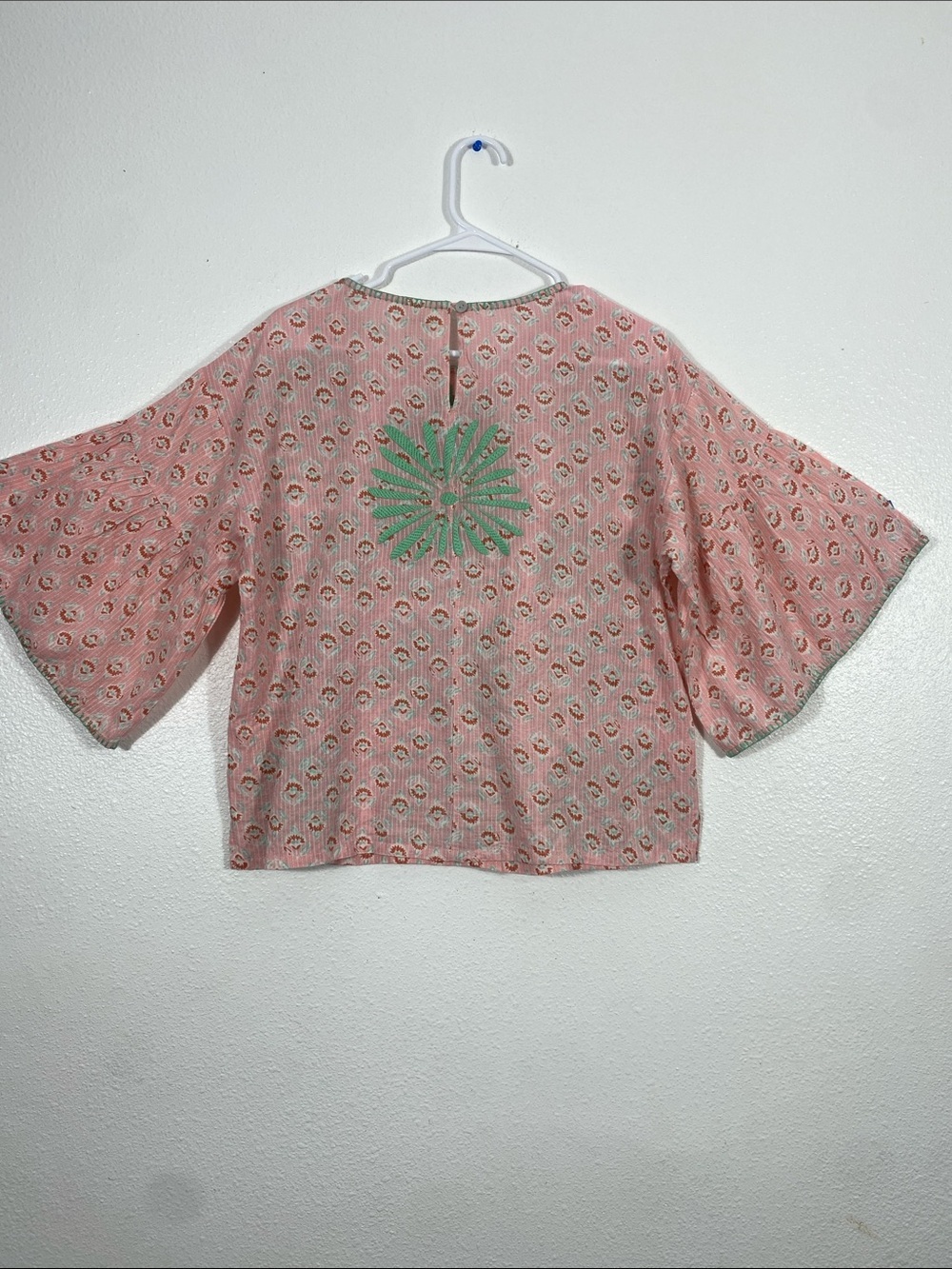 Sister Mary Elena Pink Green Embroidered Cotton Blouse Top Boho XS - Picture 7 of 16